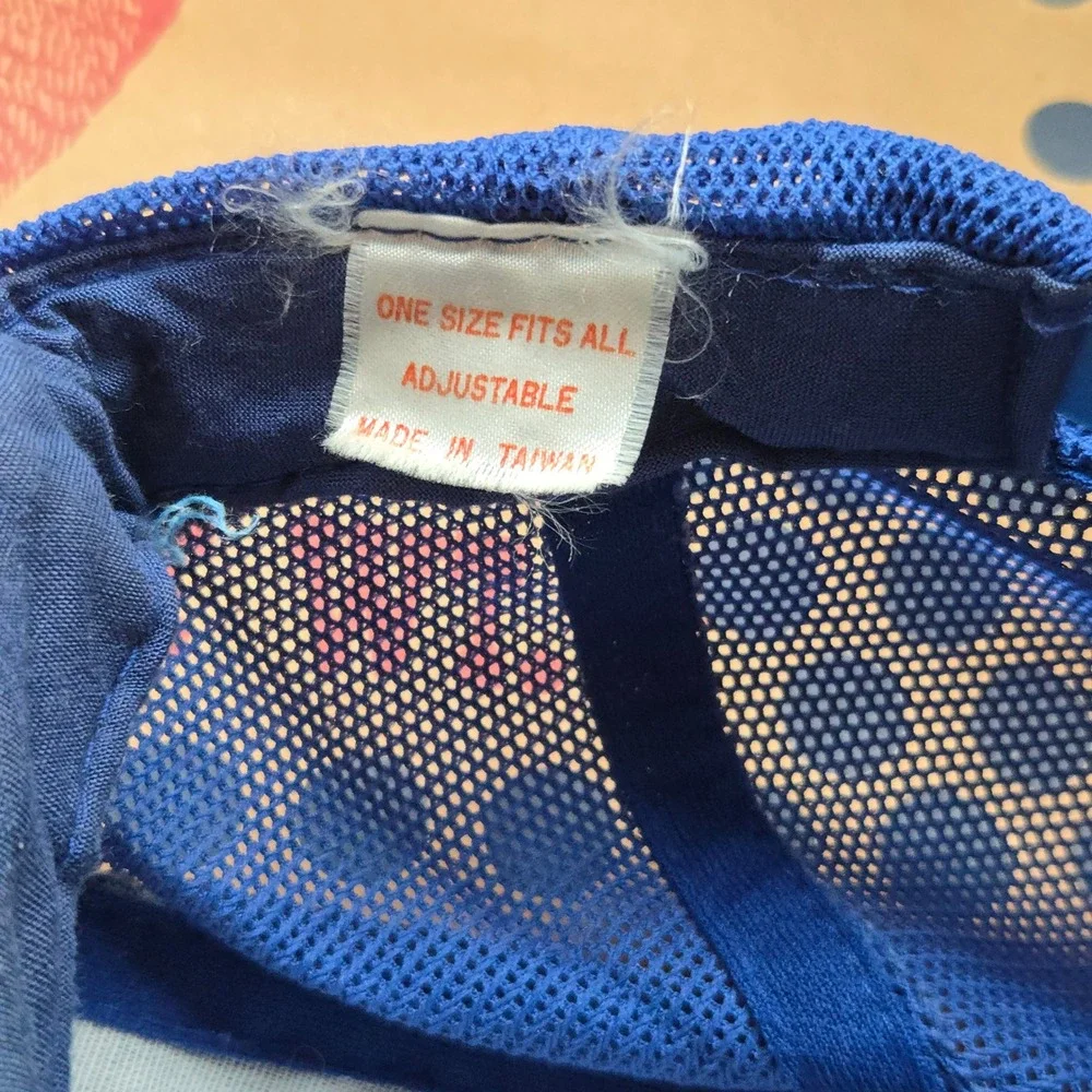 VTG C LETTER Trucker Hat OS Snapback Blue Orange 1980A Name Patch Mesh Retro GUC